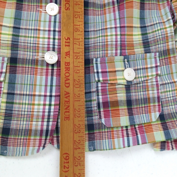 Talbots Blazer Size 10 Y2K Madras Plaid Button Up Pockets Cotton Flax Preppy - Picture 13 of 14
